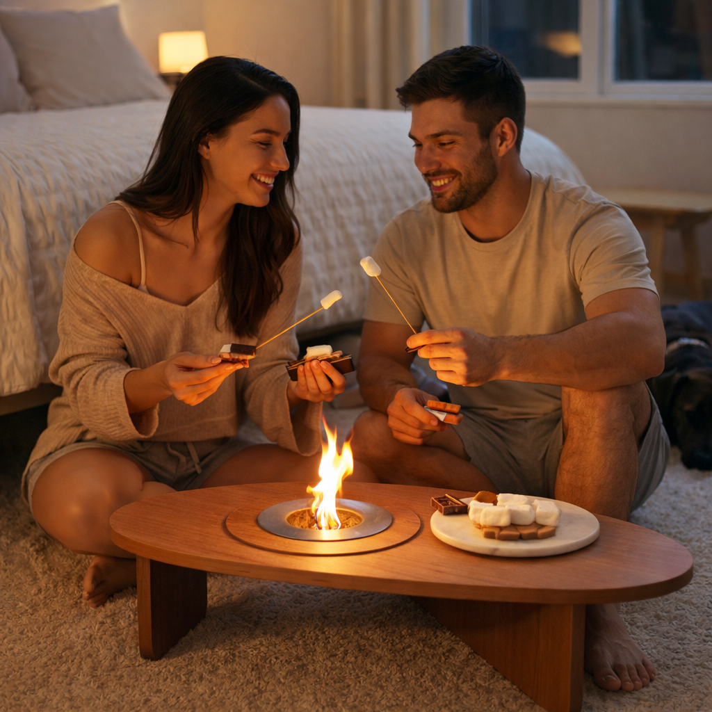 Mesa + Lareira Ecológica