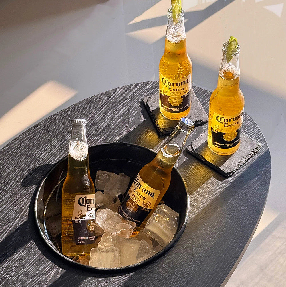 Mesa + baldinho de bebidas | Bandeija de petisco de brinde