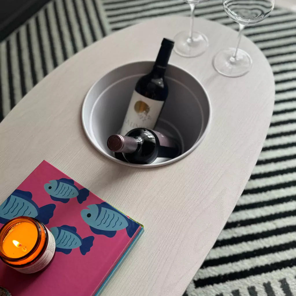 Mesa + baldinho de bebidas | Bandeija de petisco de brinde